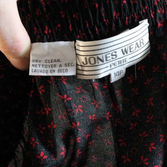80s Jones New York 'Jones Wear Petite' Disty Floral Midi Skirt 28W - Picture 3 of 6